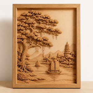 闽江风景主题福州软木画